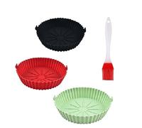 Sartén de Silicona para Freidora de Aire,Molde Silicona Freidora de Aire,Air Fryer Accessories Bandeja 3PC Cesta Freidora Antiadherente Silicona para Horno Microondas Molde para Pasteles
