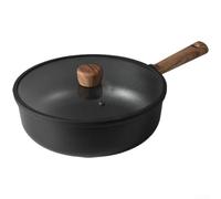 Sartén de titanio, antiadherente, 33 cm, apta para inducción, cacerola negra resistente para cocina de gas
