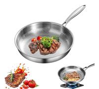 Sartén de titanio martillado Pro con tapa, 2025. Sartén Nutri de titanio antiadherente, ultraduradera y resistente a arañazos. Sartén Nutri Pro multifuncional para cocinar (con tapa). Silver,28cm