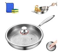Sartén De Titanio Plateful Para Cocinar, Sartenes Antiadherentes 2025, Sartén Profesional Martillada, Utensilios De Cocina Puros Resistentes a Rayones Para Un Calentamiento(With lid,11.02in/28cm)