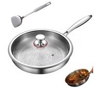 Sartén de titanio Tovara Pro, juego de cocina profesional de titanio martillado, olla antiadherente y resistente a los arañazos que se calienta uniformemente y es apta para lavavajillas (Con tapa, 28