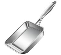 Sartén de tortilla BEAHING, sartén tamagoyaki de acero inoxidable, sartén antiadherente de huevo sin recubrimiento 7.5x6.3, sartén rectangular para cocinar rollo de huevo, filetes