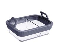 Sartén de vidrio grueso sin costuras con mango de 1/2 / 3 celdas para freír al aire, microondas y vaporizador, utensilios de cocina resistentes al calor