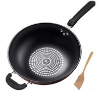 Sartén de wok cuadrada con revestimiento de diamante alemán, sartén sin freír para estufa de inducción y gas, utensilios de cocina de hierro refinado con distribución uniforme del calor, negro, 30 cm