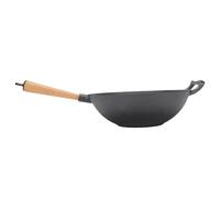 Sartén de Wok, Sartén de Freír Profunda Fácil de Limpiar con de Madera para Cocinar por Estufa