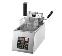 Sartén eléctrica de 8L, freidora comercial un solo cilindro con temporizador for patatas fritas, elevación automática inteligente, gran capacidad Fácil de limpiar