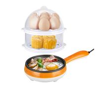 Sartén Eléctrica, Mini Sartén Antiadherente Multifunción, Con Man-go Anti Escaldado, Hervidor de Huevos de Doble Capa, Vaporizador Para Desayuno, Enchufe Europeo de 220v