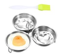 Sartén escalfada para huevos - 3 en forma de corazón , antiadherente para huevos con parrilla, panqueques | Juego de tazas para microondas, cocina y utensilios
