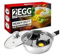Sartén escalfadora de huevos antiadherente, 2 hueveras, fácil de escalfar de acero inoxidable, perfecta para hacer huevos Benedict, sartén para escalfar huevos, espátula de silicona sin PFOA Modern