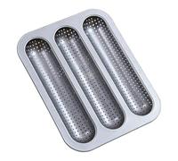 Sartén francesa antiadherente, molde profesional para hornear pan, bandeja para baguette de 15 x 13 pulgadas con perforación, hoja de pan acero al carbono, corrugado con ranuras triples, utensilios co
