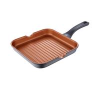 San Ignacio Bronze - Sartén Grill Antiadherente de 28 x 28 x 4,5 cm de Aluminio Fundido - Distribución Eficiente del Calor - Mango Soft Touch - Sin Tóxicos - Para Inducción y Todo Tipo de Cocinas