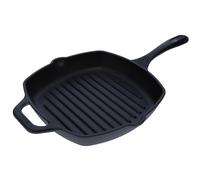 Sartén Grill Hierro Fundido Curado Inducción 25x25cm Apta Fuego, Barbacoa, Horno