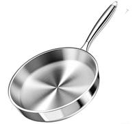 Sartén gruesa de acero inoxidable 316L con antiadherente natural, sin aditivos ni revestimientos para una experiencia de cocción más segura (20 cm)