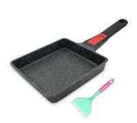 Sartén Japonesa Antiadherente para Tortillas y Tamagoyaki，19x16 cm-Negro | Rectangular para Huevos con Mango Extraíble, Apta para Horno