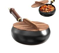 Sartén Japonesa De Hierro Fundido - Sartén De Cocina Forjada A Mano De 24 Cm, Interior De Acero Inoxidable Sin Revestimiento, Control Natural Del Calor, Tapa De Madera Incluida | Solución De Frittu