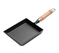 Sartén japonesa de hierro fundido Tamagoyaki para tortilla de huevo, antiadherente, compatible con inducción, sartén negra de 15 cm con mango de baquelita para cocina