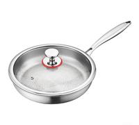 Sartén martillada de titanio compatible con estufa con tapa, funciona en superficies eléctricas de gas de inducción, eléctricas y cerámicas, conductividad térmica eficiente (26 cm con tapa)
