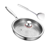 Sartén martillada de titanio Pro con tapa, sartenes de titanio para cocinar, sartenes antiadherentes con tapa y espátula, sartén profunda antiadherente, ollas para saltear restaurantes, panqueques