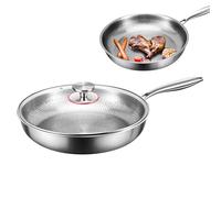 Sartén martillada de titanio - Sartén con tapa | Utensilios de cocina Titanium Pro de alta calidad | Sartenes antiadherentes ideales para cocinar diariamente, asar y comidas saludables sin aceite