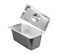 Sartén multiusos de acero inoxidable de tamaño 1/3 con tapa, para lavar platos, para preparar platos, organización eficiente de la cocina, bandeja de almacenamiento de cocina