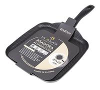 Sartén Nido de Abeja Antiadherente - 27x27cm - Mango de Silicona - Ideal para Plancha - Apta para Cocina Eléctrica, de Gas, Vitrocerámica e Inducción - Fabricada en Aluminio - Color Negro