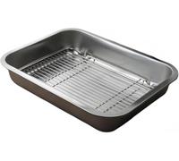 Sartén para asar de acero inoxidable resistente de 25,4 x 58,4 cm, borde profundo, pulido de alto brillo, apto para lavavajillas, perfecta para pavo, asar, cocinar y asar