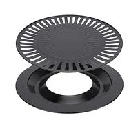 Sartén para barbacoa, 32 cm/12,6 pulgadas Sartén para parrilla para barbacoa sin humo Bandeja para asar antiadherente de doble capa Recolector de goteo Placa para estufa para