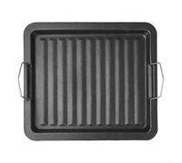 Sartén para barbacoa con revestimiento de piedra para acampar al aire libre y uso doméstico, placa antiadherente para asar filetes y barbacoa, utensilio de cocina (18,5 x 32,5 cm)