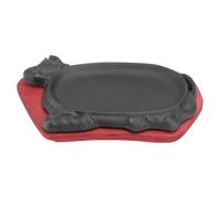 Sartén para Barbacoa de Hierro Fundido Negro para Carne y Pescado | Servicio en Mesa, Antiadherente, Uso en Cocina Doméstica y Cocina al Aire Libre, Adecuado para Plancha Teppanyaki