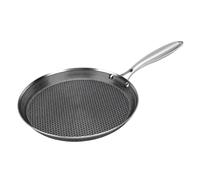 Sartén para crepé de Acero Inoxidable, Sartén Antiadherente para crepé, Plancha Redonda de Calentamiento Uniforme, con Revestimiento Antiadherente, Tortilla Plana Dosa Tawa para Pizza, Asar