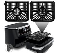 Sartén para freír al aire GCQ para freidora Ninja Foodi FlexDrawer Air Fryer Dual Zone10.4L 7-en-1 AF500EU, 2 paquetes de accesorios de placa de parrilla de repuesto, apta para lavavajillas.