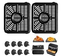 Sartén para freír al aire GCQ para freidora Ninja Foodi FlexDrawer Air Fryer Dual Zone10.4L 7-en-1 AF500EU, 2 paquetes de accesorios de placa de parrilla de repuesto, apta para lavavajillas.