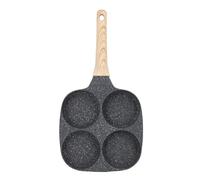Sartén para freír huevos de aluminio antiadherente de 4 tazas, sartén cocedora de huevos con mango de madera, sartén para tortitas y omelettes con distribución uniforme del calor, (Tipo estándar)