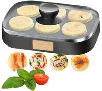 Sartén para hacer hamburguesas de huevo para el hogar, 900 W, antiadherente, con anillo de calentamiento de retorno de avena y visualización de la tapa para aperitivos, cocina