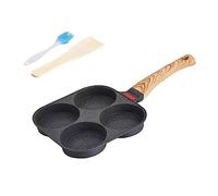 Sartén para huevos de desayuno de gas, sartén gruesa para panqueques, conducción del calor, huevos fritos uniformemente, sartén con 4 tazas antiadherente, estufa de gas e inducción