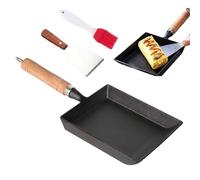 Sartén para huevos de estilo japonés, resistente para tortillas de hierro fundido, diseño cuadrado antiadherente, base gruesa para un calor uniforme, perfecta para tamagoyaki y huevos de desayuno