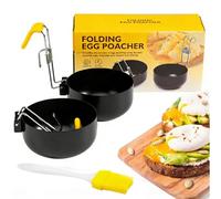 Sartén para huevos escalfados, 2 piezas de escalfador de huevos y 1 juego de cepillo, moldes plegables para huevos escalfados, utensilios de cocina, antiadherente, para huevos hervidos perfectos para