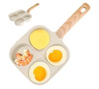 Sartén para huevos y tortitas - Sartén antiadherente de 4 tazas de aleación de aluminio | Mango de madera para un desayuno perfecto, 13,78 x 7,48 x 1,46 pulgadas