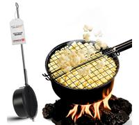 Sartén para palomitas de maíz para fogatas y barbacoa/máquina de palomitas de maíz con mango largo y tapa de rejilla, perfecta para acampar/máquina de palomitas de maíz