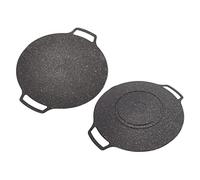 Sartén para Parrilla Coreana, Ø 36cm Redonda Barbacoa Plato Universal Model Antiadherente Aleación de Aluminio Bandeja Plancha con Asa Placa de Estufa Sartén de Hierro Circular para Freír