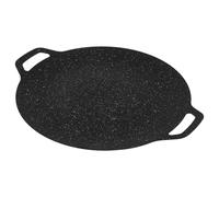 Sartén para Parrilla de Cocina Grande Negra de Acero Inoxidable | Superficie Antiadherente, Asa, Calor Uniforme, para Camping y Cocina Exterior, Pizza y Bistec