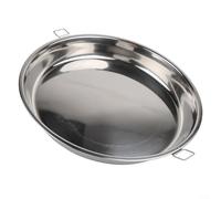 Sartén para pizza y parrilla de acero inoxidable con asa para un fácil transporte, bandeja para hornear horno, placa de cocina para barbacoa, plato de metal para servir, sartén redonda de acero, calor