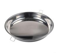 Sartén para pizza y parrilla de acero inoxidable con asa para un fácil transporte, bandeja para hornear horno, placa de cocina para barbacoa, plato de metal para servir, sartén redonda de acero, calor