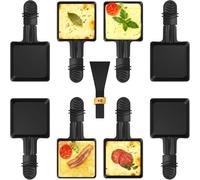 Sartén para Queso Fundido con Espátula de Nylon, Base Antiadherente Súper Resistente, Mango Termoaislante para Raclette, Plancha Eléctrica, Ideal para Fondue y Carnes