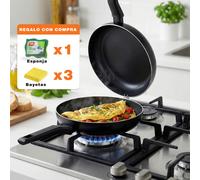 Sartén para Tortilla de Patatas, Sartén Volteadora Antiadherente para Tortillas Francesas y , Menaje de Cocina con Regalo de 1 Esponja y 3 Bayetas, para Gas y Vitrocerámica