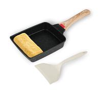 Sartén para Tortillas Japonesas - Sartén para Tamagoyaki, Aluminio, 19×15 cm, Revestimiento Antiadherente, con Espátula de Silicona, Apta para Todo Tipo de Cocinas, Tamagoyaki, Tortilla, Panqueques