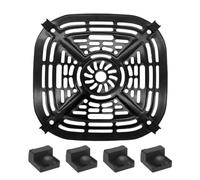 Sartén parrilla de acero inoxidable para Crispi Air Fryer FN101GY, bandeja de horno de repuesto con revestimiento antiadherente, apta para lavavajillas de 7,9 pulgadas, incluye 4 topes de goma (B)