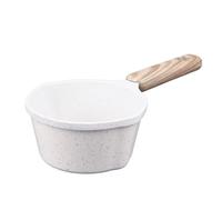 Sartén pequeña de aluminio piedra medicinal, antiadherente, for freír huevos y hervir leche, con mango madera, tamaño compacto