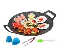 Sartén Plancha Coreana,Sartén Coreana Con Revestimiento Antiadherente,Utensilios de Cocina para Barbacoa con Cepillo Guantes Tenazas - Para Placa De Inducción Y Cocina Eléctrica