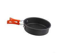 Sartén plegable de camping para senderismo al aire libre, utensilios de cocina sin alúmina con mango antiquemaduras para 2-3 personas, viaje de mochilero, color negro (pequeño)